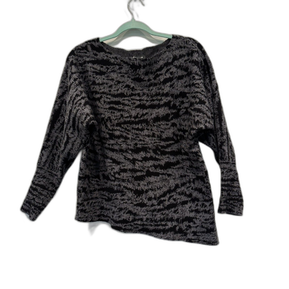 Express Sweater Soft Knit Black Gray Asymmetrical Long Sleeve Women sz Large